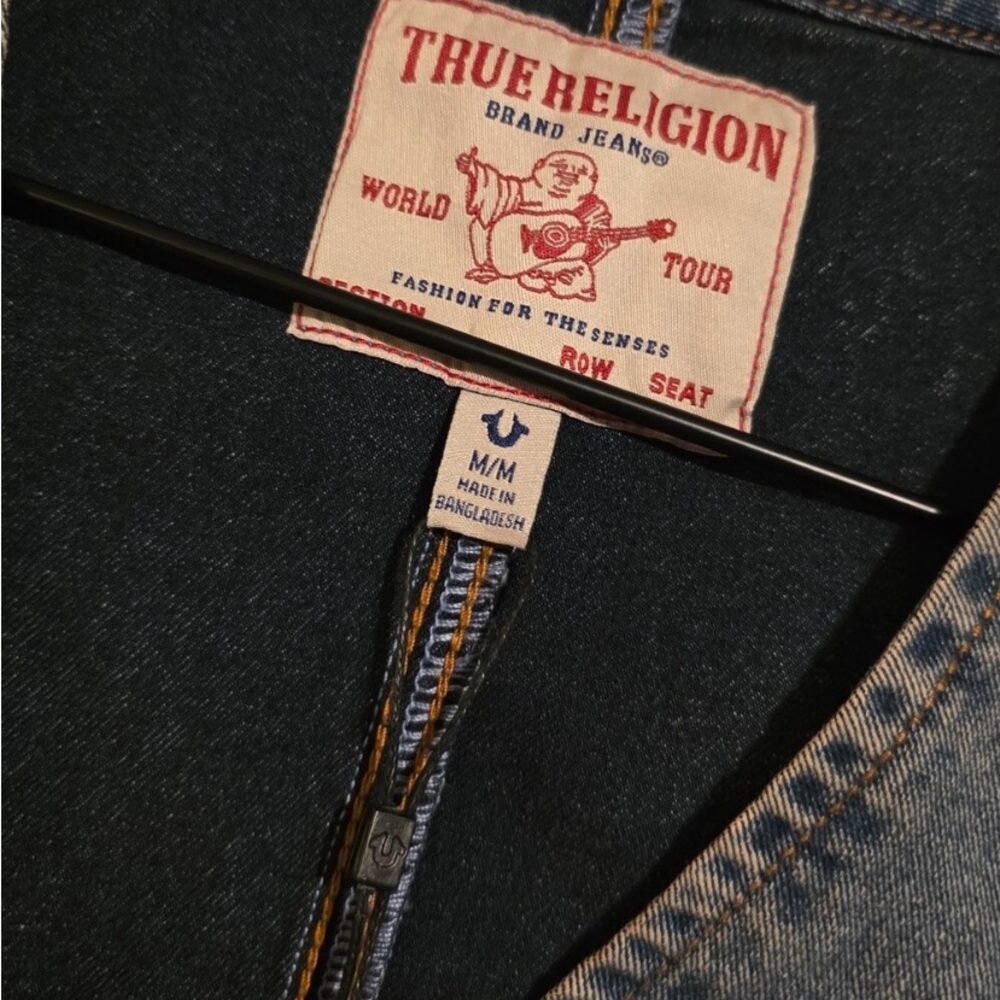 True Religion Blue Denim Vest P to P 18” - Picture 2 of 4